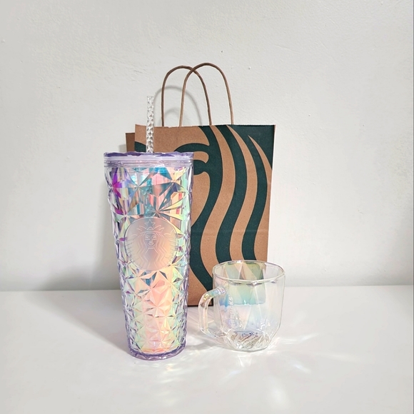 Starbucks 2023 New Release Diamond Iridescent Unicorn Holiday Tumbler Glass Mug - Picture 2 of 10